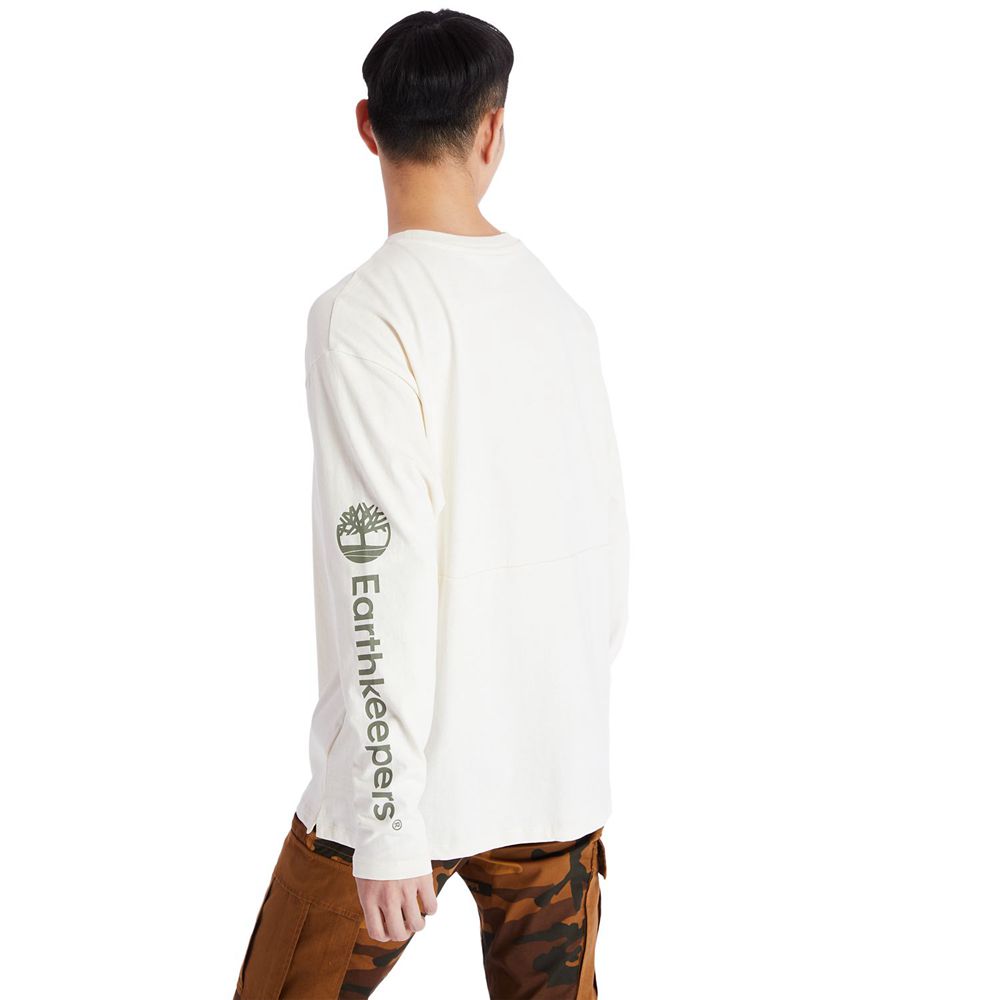 Camisetas Timberland Hombre Ecoriginal Ek+ Long-Sleeve Blancas - Chile HSA-391085